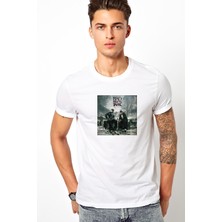 Qivi Bad Meets Evil Ep Cover Bad Baskılı Beyaz Erkek Örme Tshirt