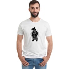 Qivi Bear Ayı Baskılı Beyaz Erkek Örme Tshirt