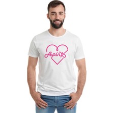 Qivi Apinx Logosu K Pop Korece Music Baskılı Beyaz Erkek Örme Tshirt