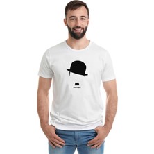 Qivi Chaplin Comic Charlıe Chaplın Baskılı Beyaz Erkek Örme Tshirt