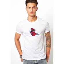 Qivi Orko Christina Rena Debate Baskılı Beyaz Erkek Örme Tshirt