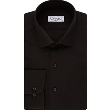 Süvari Slim Fit Siyah Düz Erkek Gömlek