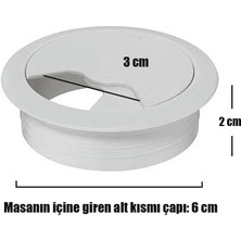 Badem10 Masa Üstü Kablo Kanalı Deliği Kapağı Beyaz Masa Kapağı 6 cm (5 Adet)