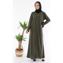 Medipek Fermuralı Namaz Elbisesi Ferace Haki