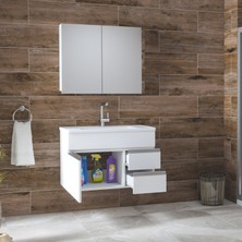 Alfa Banyo Esen Beyaz 80 cm lavabolu banyo dolabı Lüx Banyo Takımı