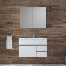 Alfa Banyo Esen Beyaz 80 cm lavabolu banyo dolabı Lüx Banyo Takımı