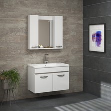 Alfa Banyo Safir Beyaz 80 cm lavabolu banyo dolabı -Banyo Takımı