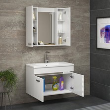 Alfa Banyo Safir Beyaz 80 cm lavabolu banyo dolabı -Banyo Takımı