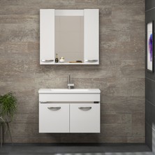 Alfa Banyo Safir Beyaz 80 cm lavabolu banyo dolabı -Banyo Takımı