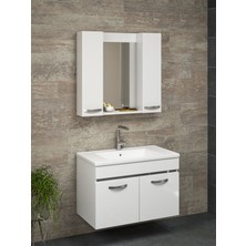 Alfa Banyo Safir Beyaz 80 cm lavabolu banyo dolabı -Banyo Takımı