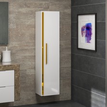 Alfa Banyo Yeni Gold Mdf Beyaz 150 cm Lüx Boy Dolabı