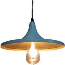 Rys Tasarım Retro Metal Sarkıt Avize Rustik Tekli Sarkıt Beyaz Içi Sarı Cafe Mutfak Aydınlatma