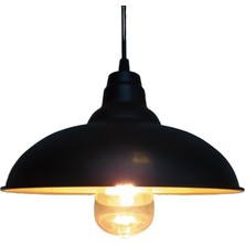 Rys Tasarım Retro Metal Sarkıt Avize Rustik Tekli Sarkıt Siyah Içi Siyah