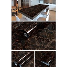 Mobee Mermer Desenli Yapışkanlı Silinebilir Tezgah Üstü Folyo 5 Metre Kahverengi