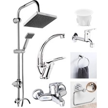 Armilla Armatür Sıcak Soğuk Çift Su Girişli Banyo - Duş ve Wc Musluğu Çeşmesi Bataryası Full Set