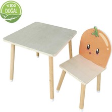 Odun Concept Doğal Ahşap Çocuk Aktivite Masa ve Mdf Portakal Sandalye