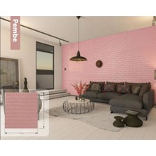 Renkli Duvarlar Pembe Yapışkanlı Duvar Kağıdı 3D Dekoratif Duvar Paneli NW03