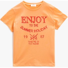 Koton Yazılı T-Shirt Kısa Kollu Bisiklet Yaka Pamuklu