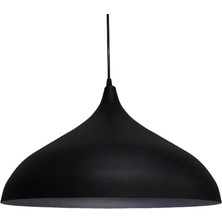 Rys Tasarım Retro Metal Sarkıt Avize Rustik Tekli Sarkıt Siyah Içi Siyah 43 cm