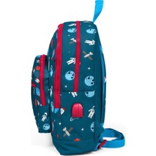 Coral High Kids Astronot Baskılı Usb + Aux Soketli Dört Gözlü İlkokul Çantası