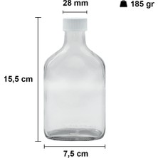Afracam 200 cc Cold Brew Şeffaf 200 ml Sızdırmaz Beyaz Plastik Kapaklı Yassı Cam Şişe (Soğuk Kahve) 1 Adet