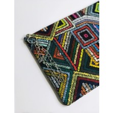 Çanta Tasarımcısı Renkli Dikişler Desen Clutch Çanta