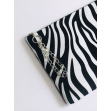 Çanta Tasarımcısı Zebra Desen Clutch Çanta