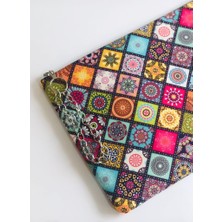 Çanta Tasarımcısı Etnik Mor Desen Clutch Çanta
