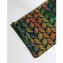 Çanta Tasarımcısı Renkli Örgü Desen Clutch Çanta