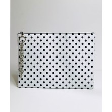 Çanta Tasarımcısı Puantiye Desen Clutch Çanta
