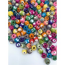 Hedef Bijuteri 10MM Karışık Renkli Ahşap Tahta Nazar Boncuğu (50GR, ~300 Adet)