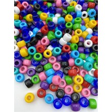 Hedef Bijuteri Geniş Delikli 11X8 mm Karışık Renkli Plastik Yassı Silindir Model Boncuk (50GR,~80 Adet)