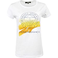 Fenerbahçe Orijinal Kadın T-Shirt Tribun Fırça Logolu Hediyelik Ahşap Kutulu