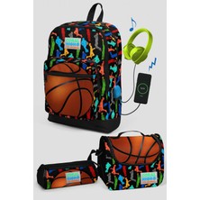 Yaygan Coral High Siyah Basketbol Desenli Okul Çanta Seti  Erkek Çocuk