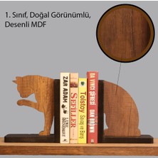 Hobimax Dekoratif Ahşap Kitap Tutucu Kedi Figürlü