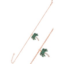 Söğütlü Silver Gümüş Rose Zirkon Taşlı Palmiye Bileklik