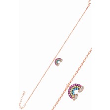 Söğütlü Silver Gümüş Rose Zirkon Taşlı Gök Kuşağı Bileklik