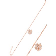 Söğütlü Silver Gümüş Rose Zirkon Taşlı Yonca Bileklik