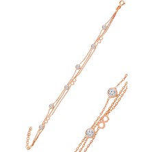 Söğütlü Silver Gümüş Rose Zirkon Taşlı Sonsuz Figürlü Bileklik
