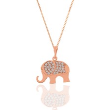 Söğütlü Silver Gümüş Rose Zirkon Taşlı Fil Kolye