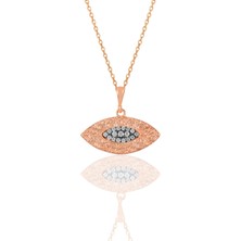 Söğütlü Silver Gümüş Rose Zirkon Taşlı Göz Kolye