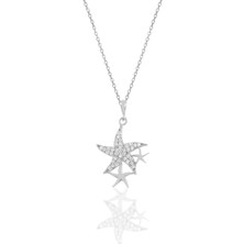 Söğütlü Silver Gümüş Rodyumlu Zirkon Taşlı  Deniz Yıldızı Kolye