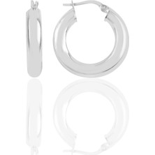 Söğütlü Silver Gümüş  5 mm Kalınlığında 25 mm Büyüklüğünde Kalın Gümüş Halka Küpe