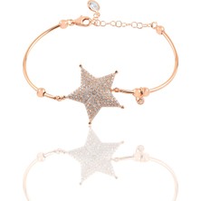 Söğütlü Silver Gümüş Rose Zirkon Taşlı Star Bilezik