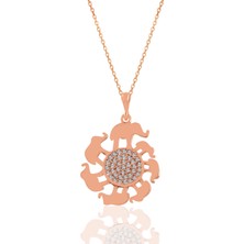 Söğütlü Silver Gümüş Rose Zirkon Taşlı Bereket Fil Kolye
