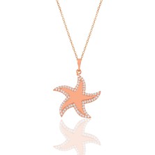 Söğütlü Silver Gümüş Rose Zirkon Taşlı Deniz Yıldızı Kolye