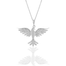 Söğütlü Silver Gümüş Rodyumlu  Zirkon Taşlı Simurg Anka Kuşu Kolye