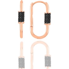 Söğütlü Silver Gümüş Rose Oniks Taşlı Tasarım Küpe