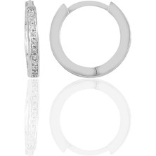 Söğütlü Silver Gümüş Rodyumlu  14 mm Yeni Tamtur Halka Küpe