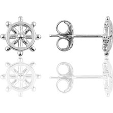 Söğütlü Silver Gümüş Rodyumlu  Gemi Dümeni Küpe